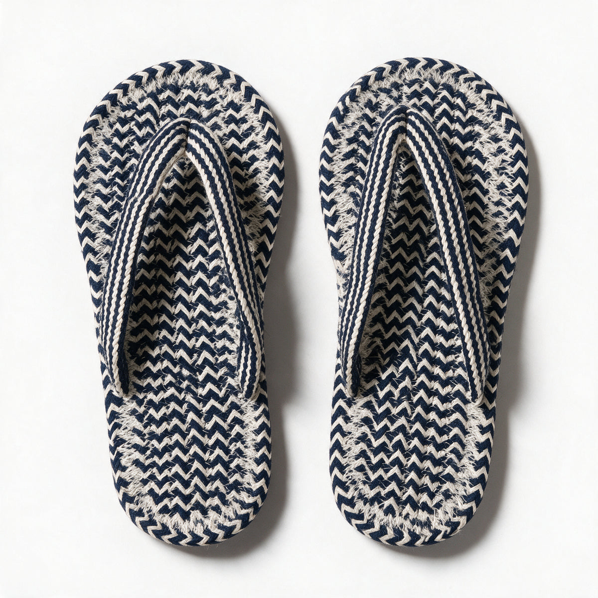 Anti-Slip V Strap Cotton Slippers | Blue White Indoor Slippers