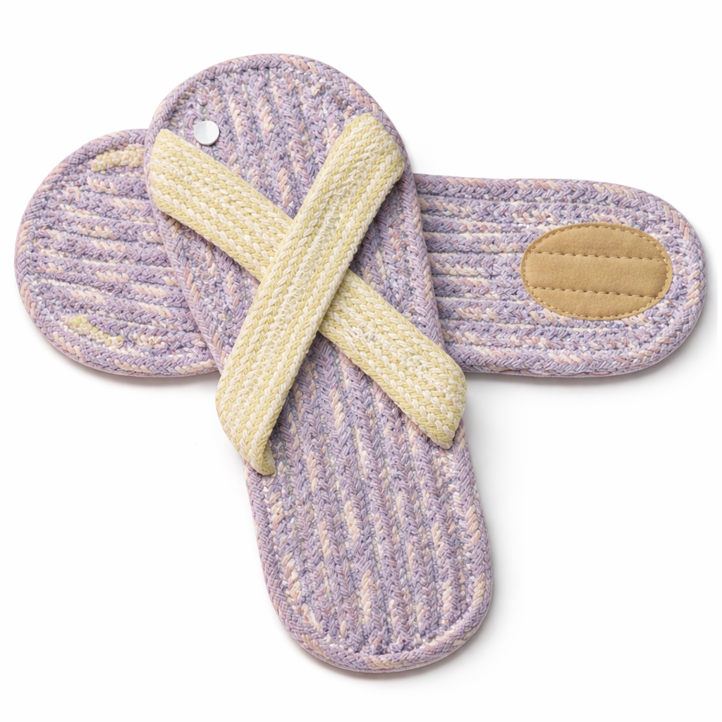 Lavender Cross Strap Cotton Slippers | Soft Breathable Anti-Slip Home Flip Flops