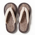 Handmade V Strap Cotton Slippers | Grey White Home Slippers