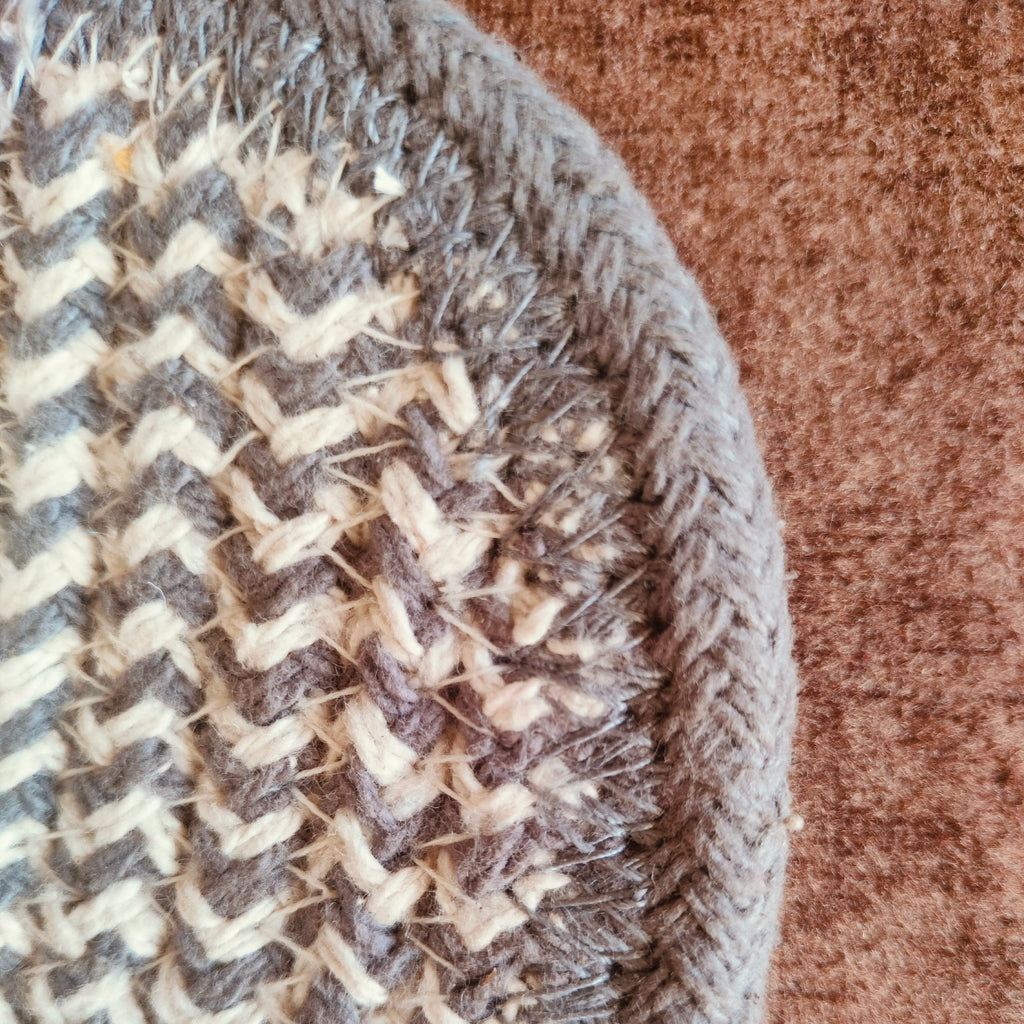 Handmade V Strap Cotton Slippers | Grey White Home Slippers