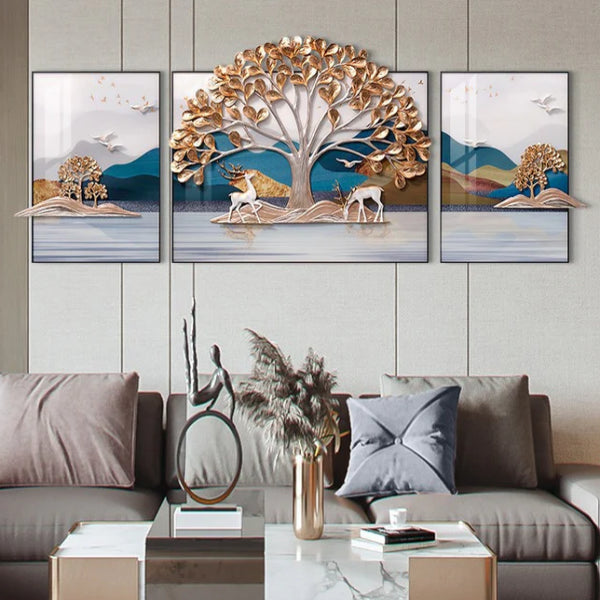 Handcrafted Resin Wall Hanging for Home Decoration | Nature Animal Wall Art | Set of 3