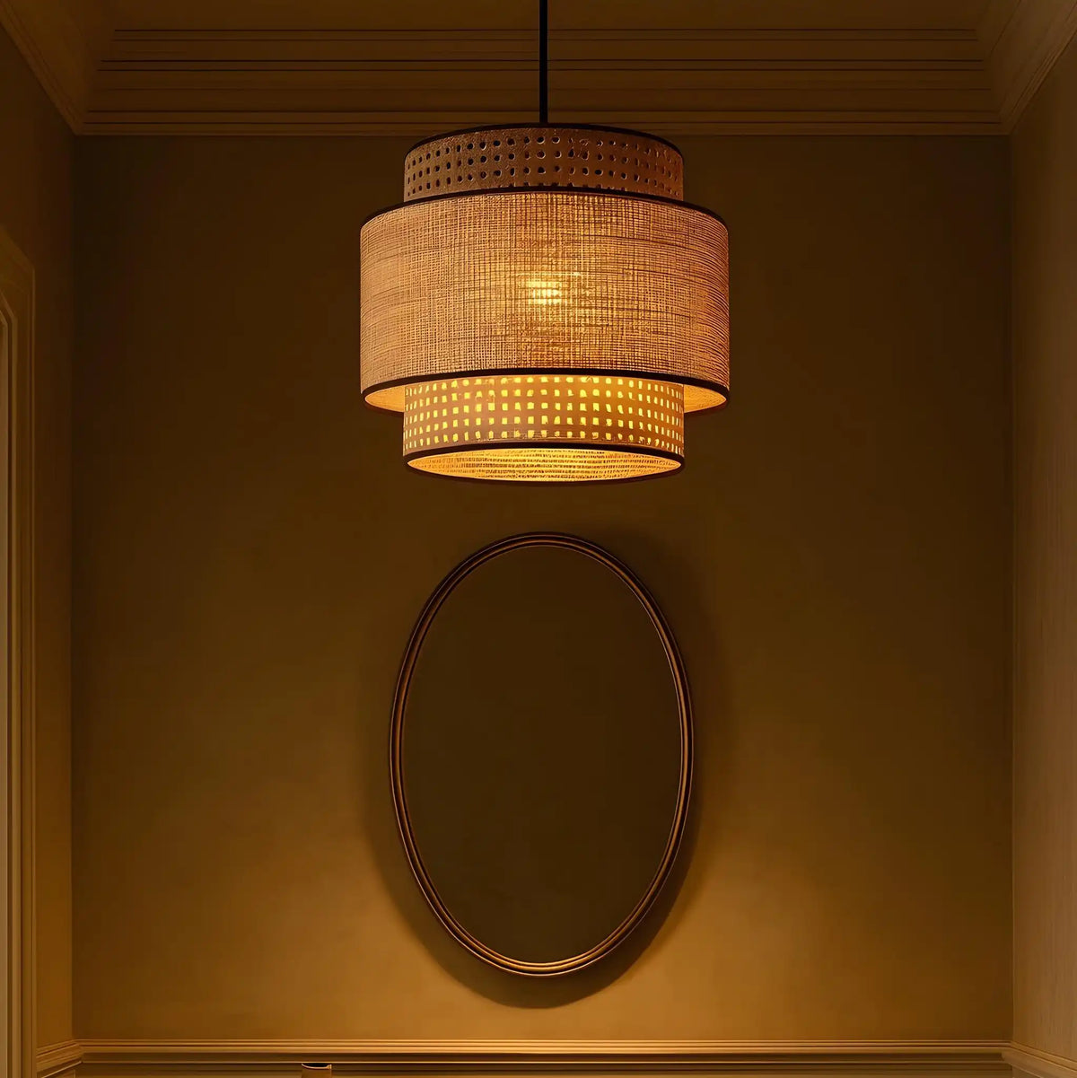 Handicraft Cane Webbing Lamp | Ceiling Rattan Pendant Lamp