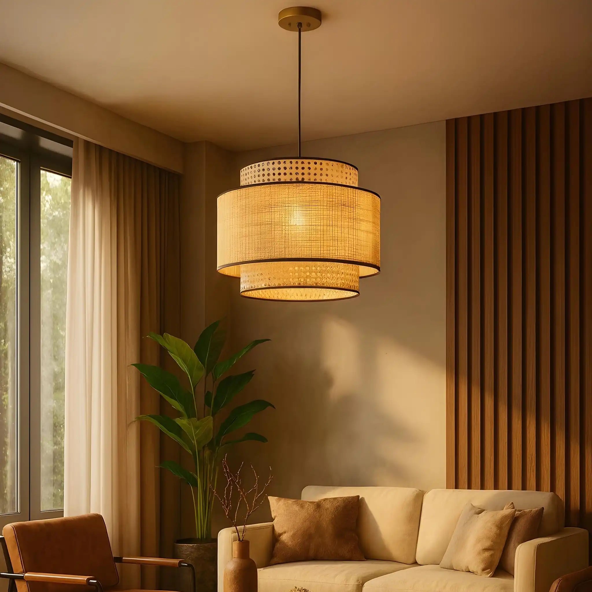 Handicraft Cane Webbing Lamp | Ceiling Rattan Pendant Lamp