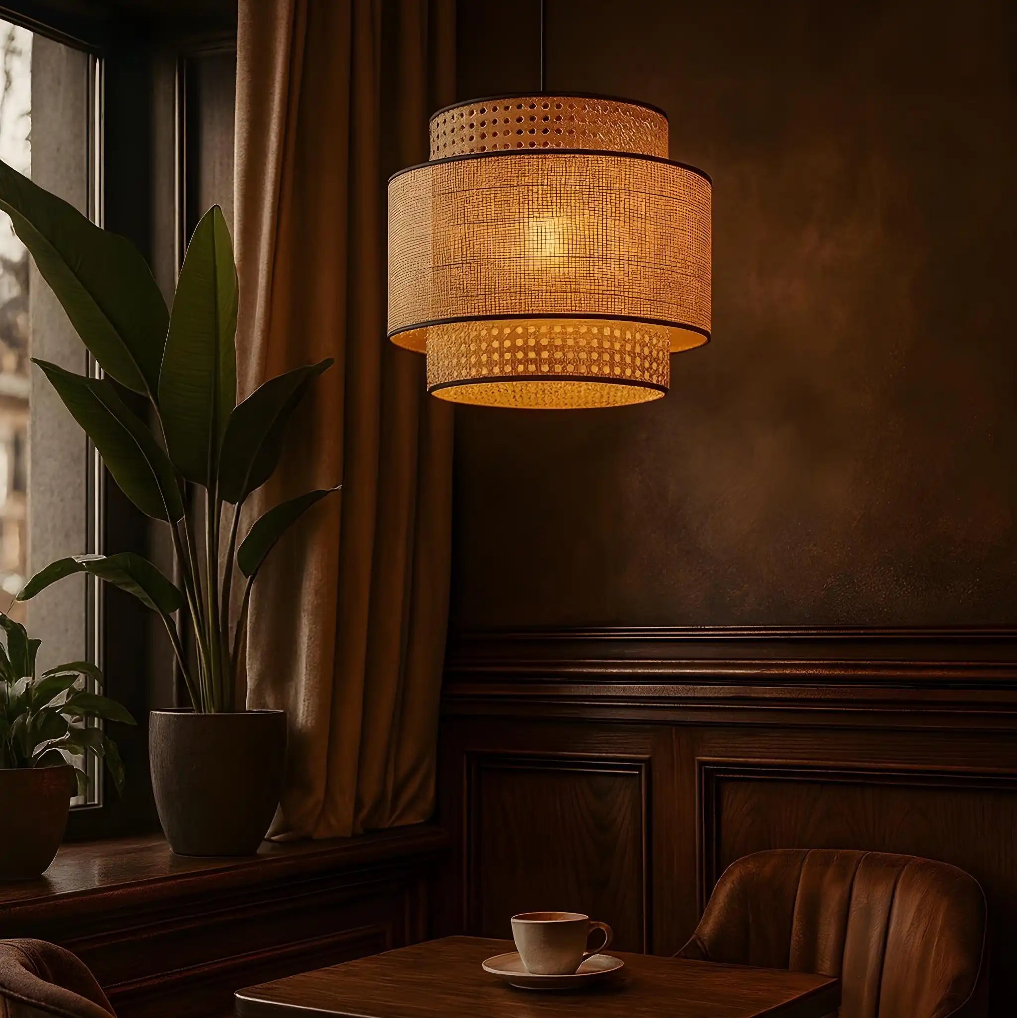 Handicraft Cane Webbing Lamp | Ceiling Rattan Pendant Lamp