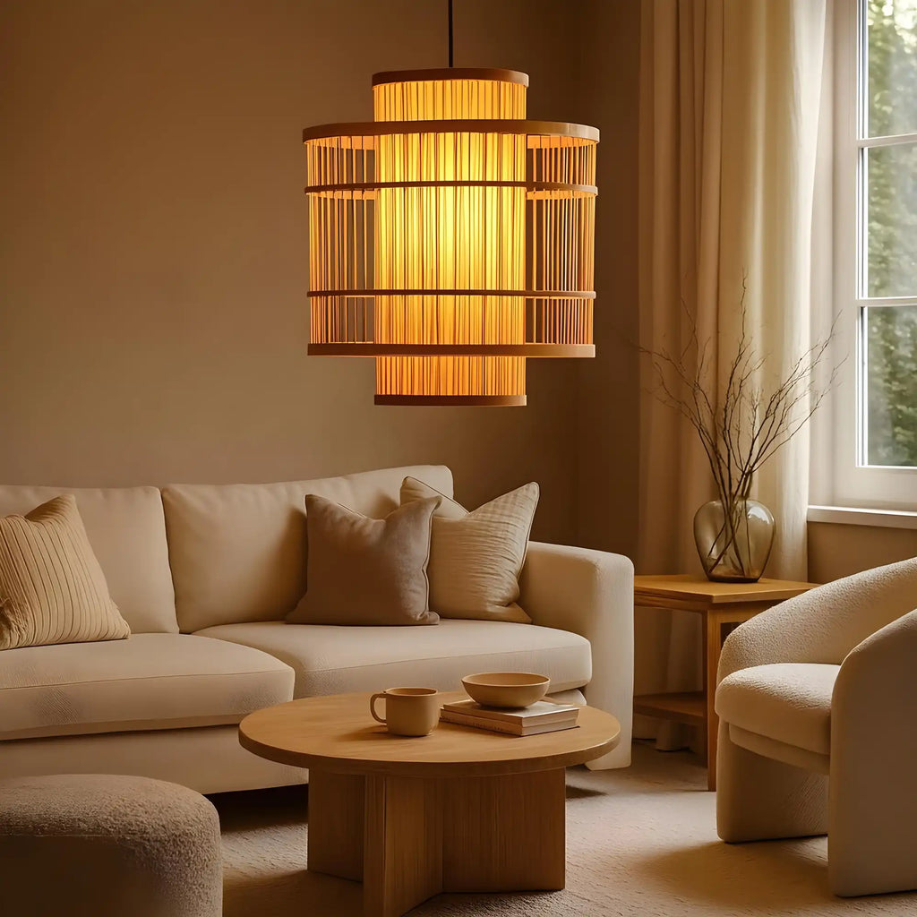 Handcrafted Bamboo Cane Pendant Lamp | Natural Hanging Ceiling Light