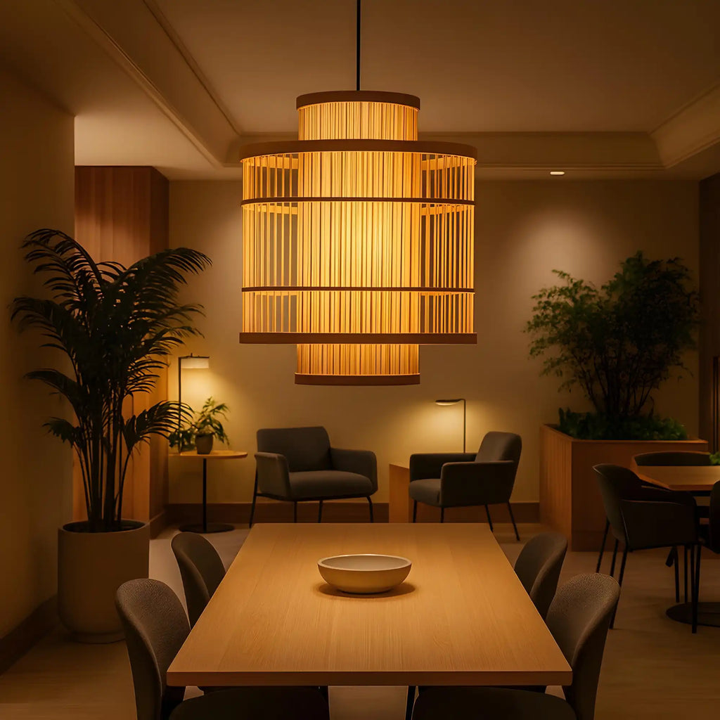 Handcrafted Bamboo Cane Pendant Lamp | Natural Hanging Ceiling Light