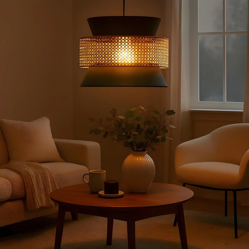 Bamboo Pendant Lamp | Handmade Cane Hanging Light for Home Decor