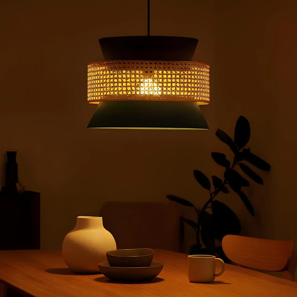 Bamboo Pendant Lamp | Handmade Cane Hanging Light for Home Decor