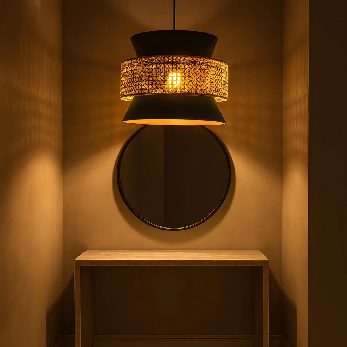 Bamboo Pendant Lamp | Handmade Cane Hanging Light for Home Decor