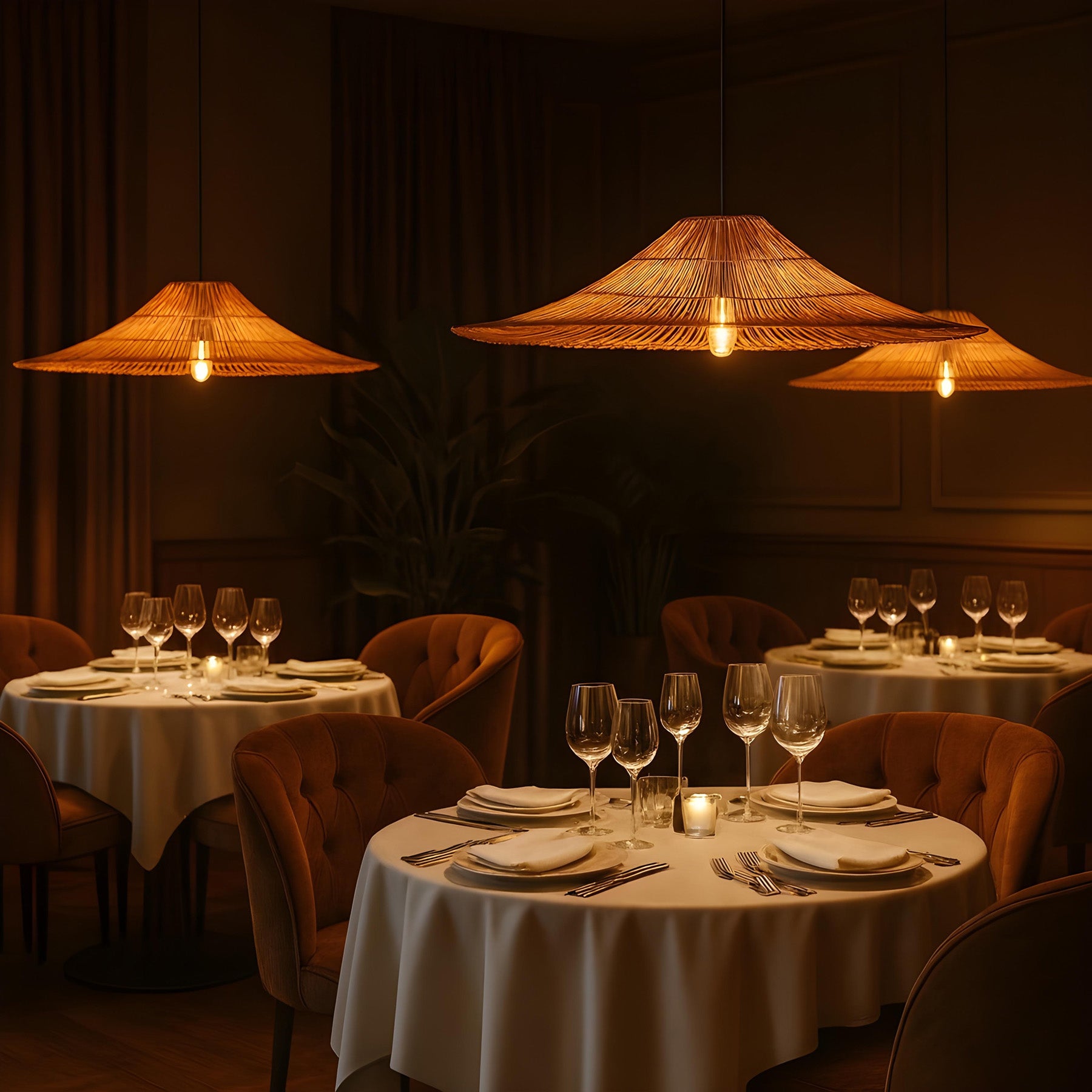 Rattan Cafe Lamp | Bamboo Chandelier Lamp