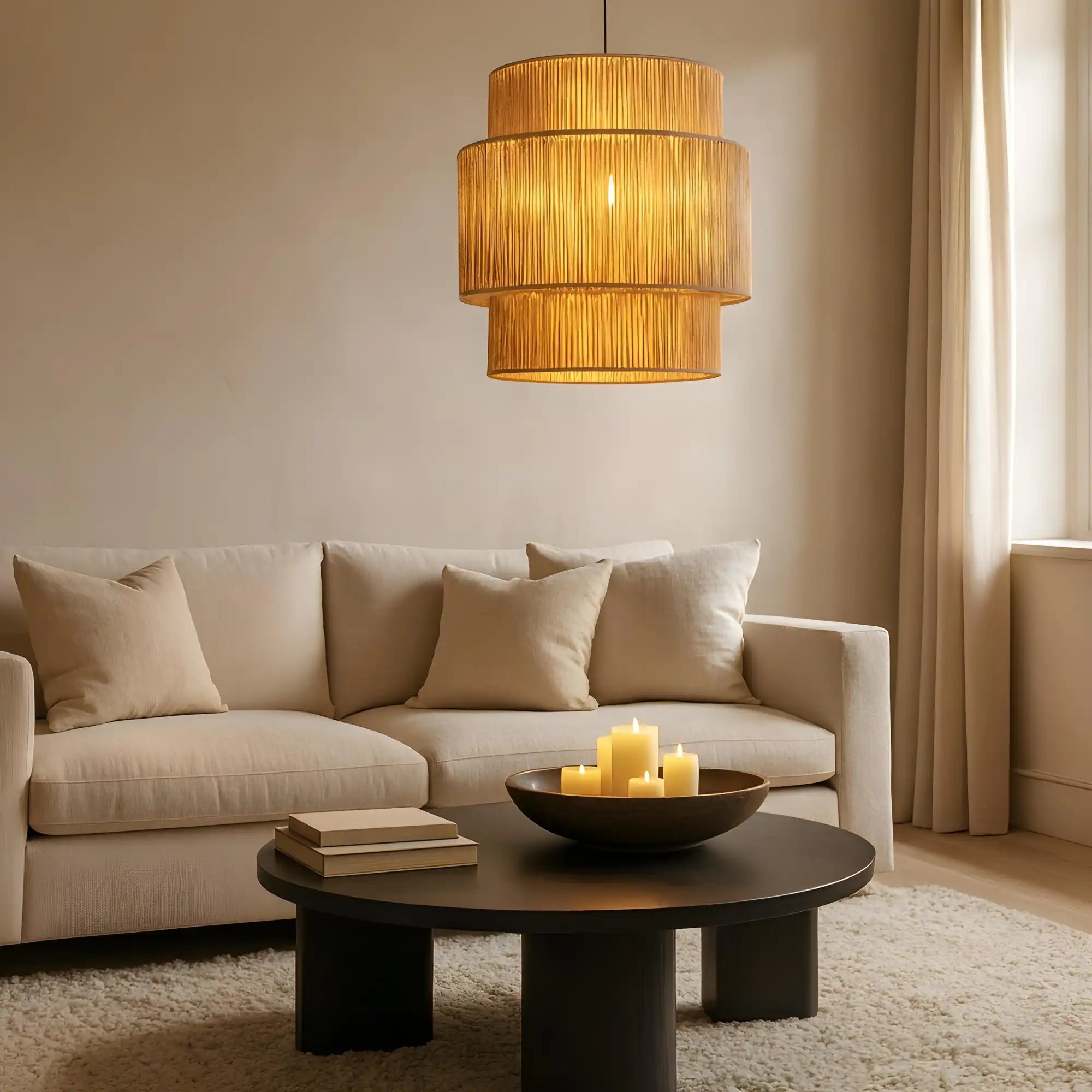 Raffia  ceiling Lamp  For Hall | handcrafted Pendant Lamp