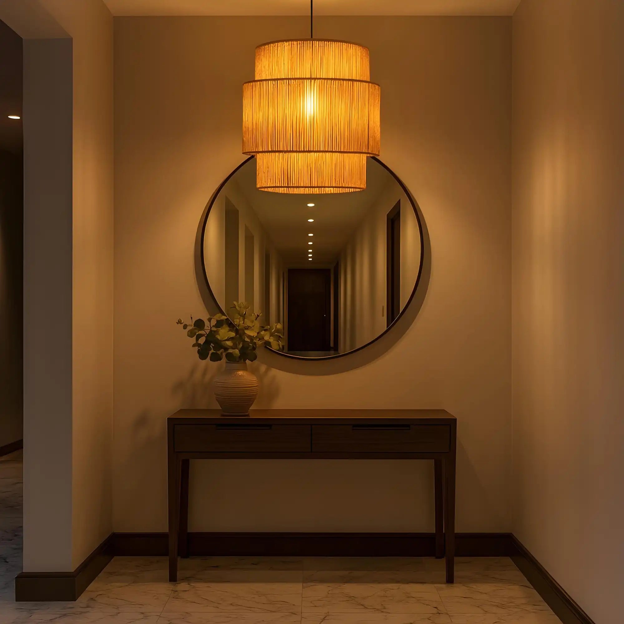 Raffia  ceiling Lamp  For Hall | handcrafted Pendant Lamp