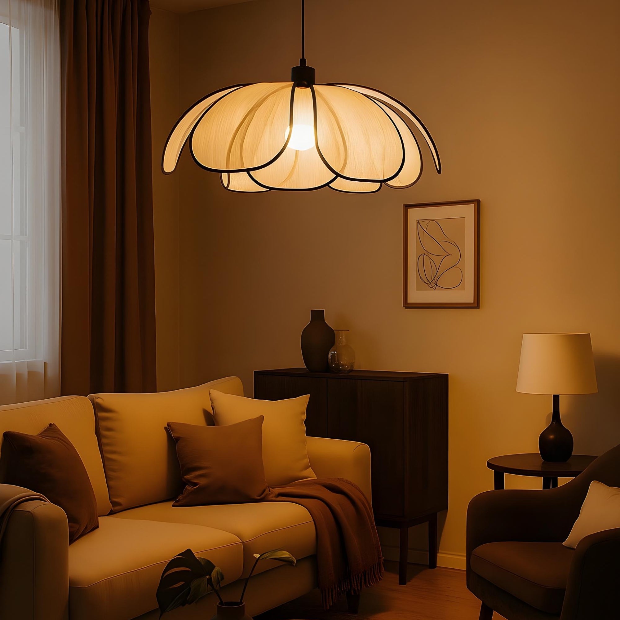 Handmade Organza White Fabric Japanese Style Pendant Lamp