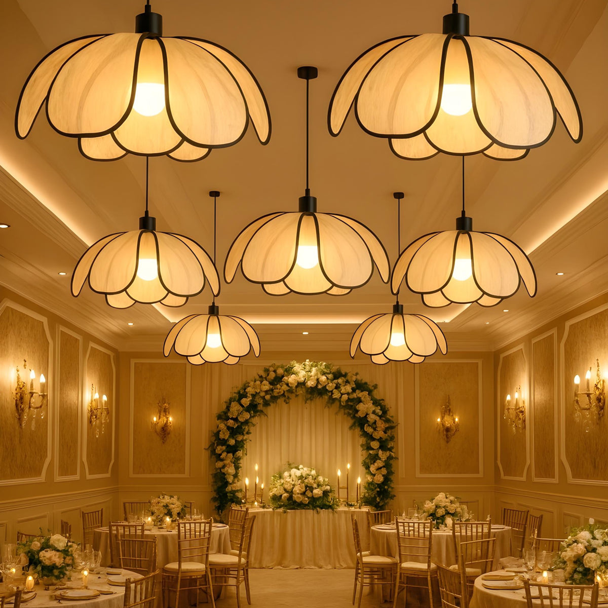 Handmade Organza White Fabric Japanese Style Pendant Lamp