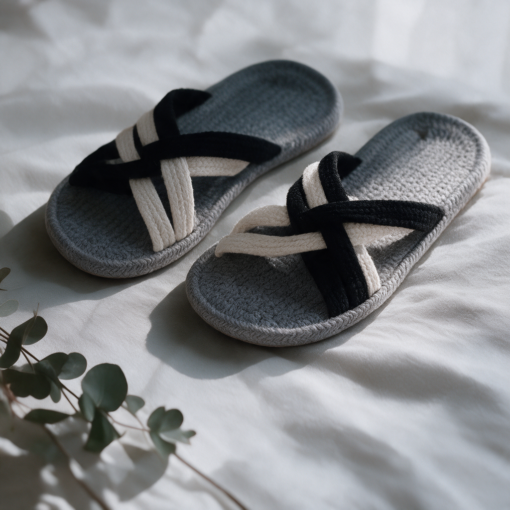 Cross Strap Cotton Slippers | Soft Breathable Anti-Slip Home Flip Flops