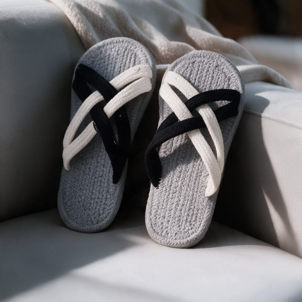 Cross Strap Cotton Slippers | Soft Breathable Anti-Slip Home Flip Flops