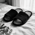 Handmade Open Toe Cotton Slippers | Black & White Home Slippers