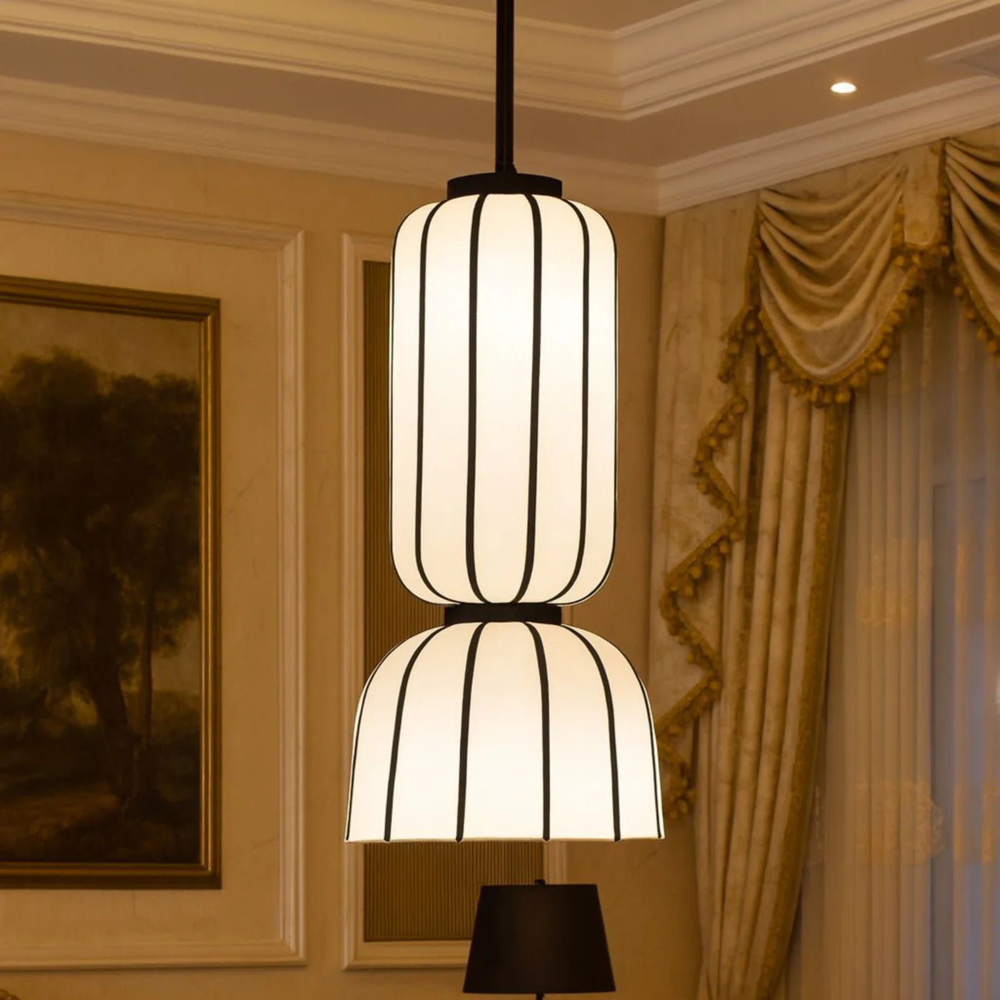 White Fabric Japanese Style Pendant Lamp – Minimalist Wabi-Sabi Ceiling Hanging Light for Living Room & Bedroom