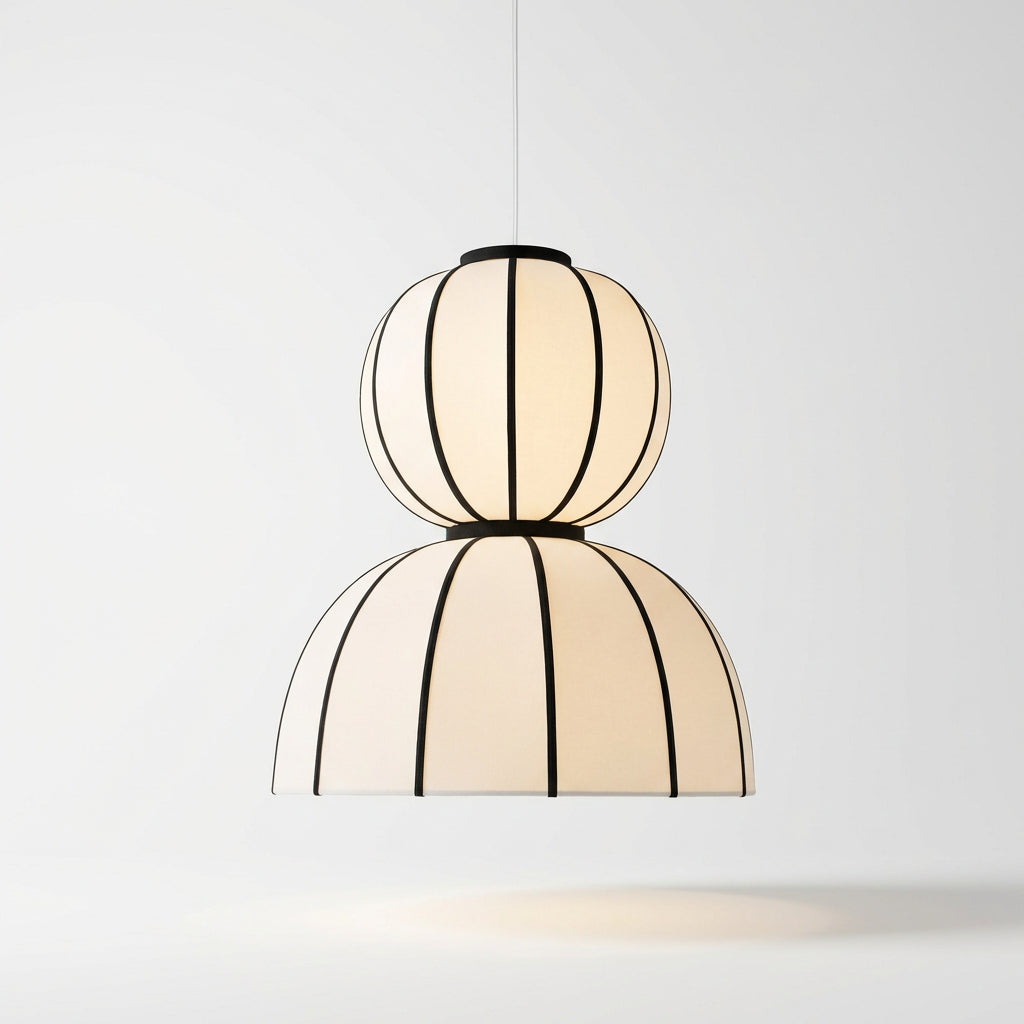 White Fabric Japanese Style Pendant Lamp – Minimalist Ceiling Hanging Light for Living Room, Bedroom & Hotel Decor