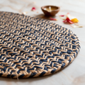 Natural Blue Jute Mat for Puja, Yoga & Meditation - Blue
