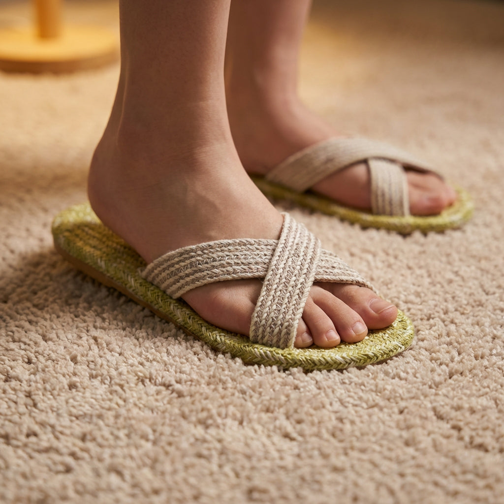 Floral Cotton Slippers for Women | Soft Breathable Anti-Slip Indoor House