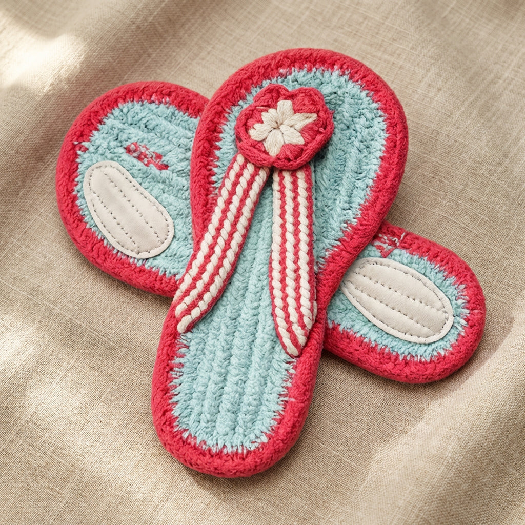 Aqua Floral Cotton Slippers | Anti-Skid Breathable Indoor Home Footwear