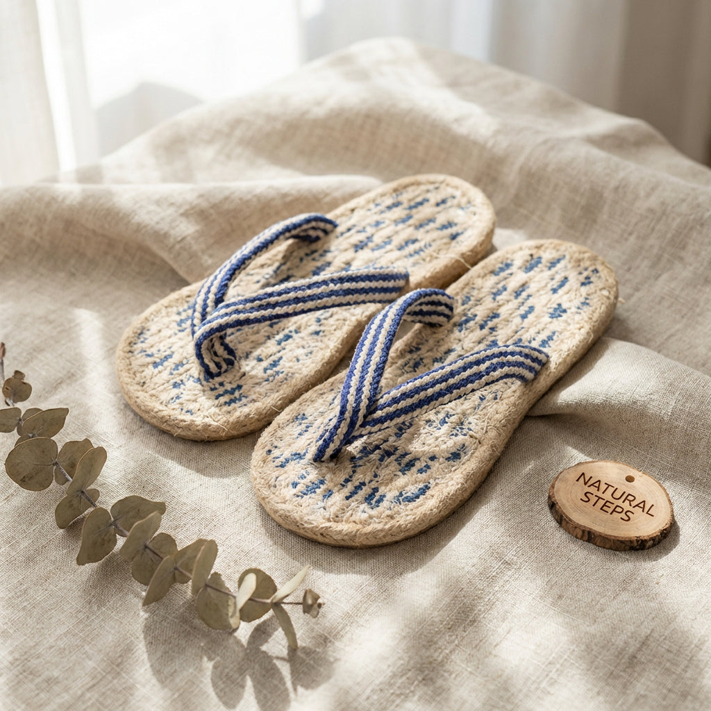 Handwoven Cotton Slippers | Eco-Friendly Anti-Slip Indoor Flip Flops