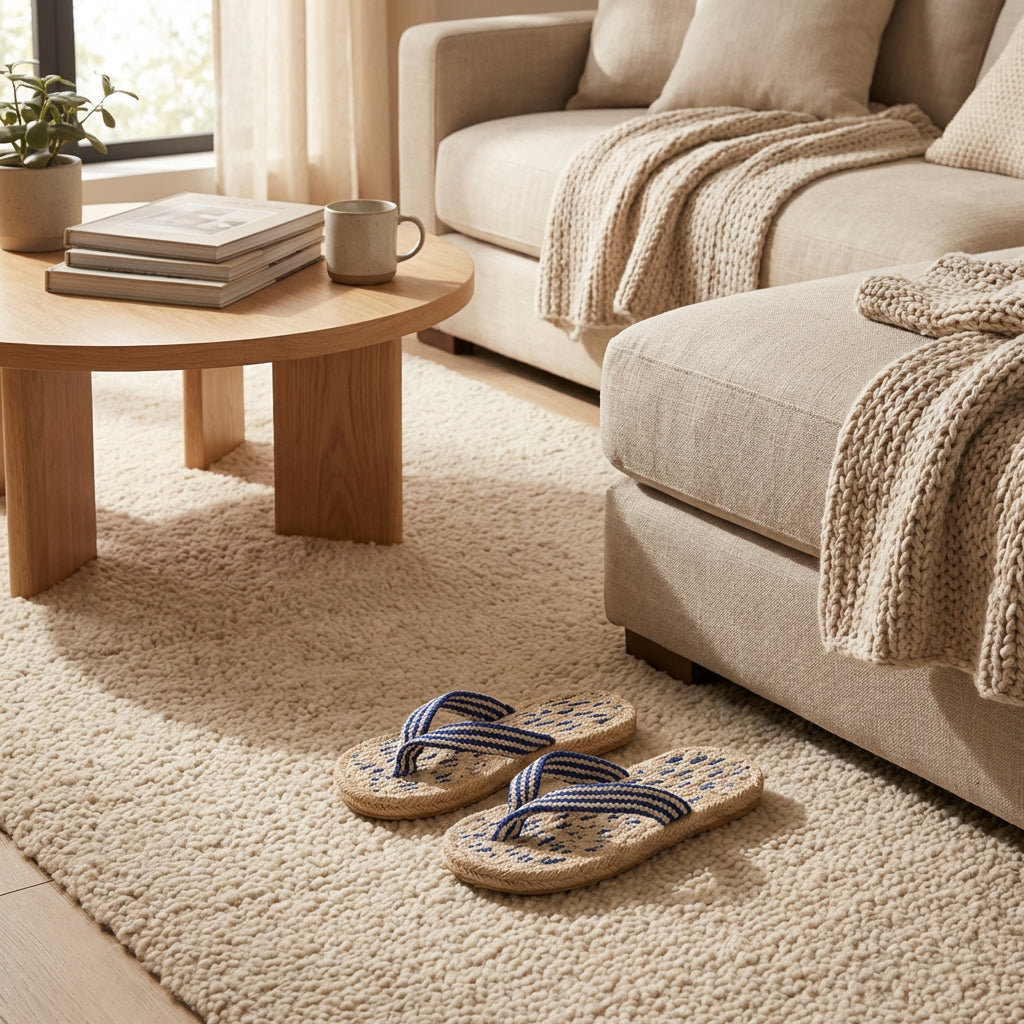 Handwoven Cotton Slippers | Eco-Friendly Anti-Slip Indoor Flip Flops