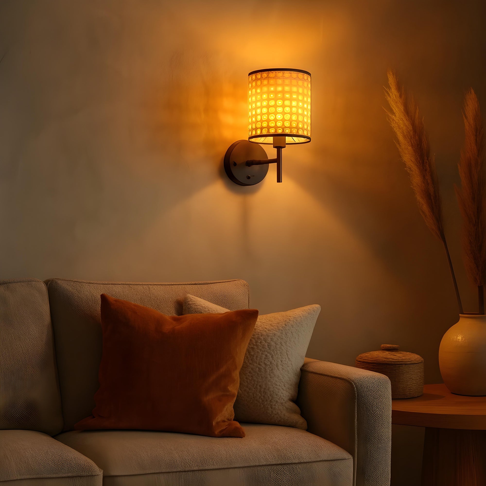 Handicraft Wall Lamp | Cane Webbing Wall Lamp