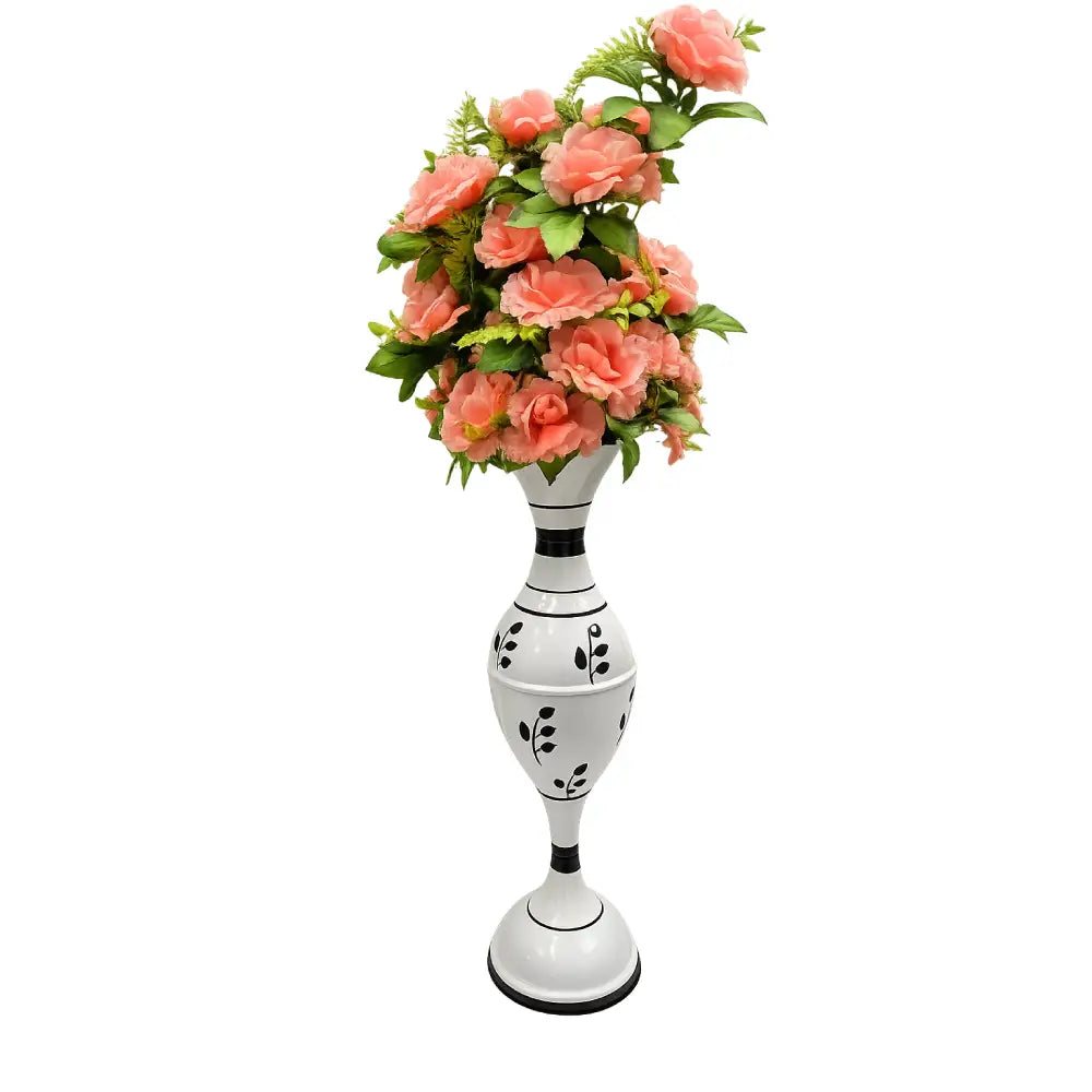 White Decorative Floor Vase with Floral Design – Elegant Living Room & Home Decor Vase
