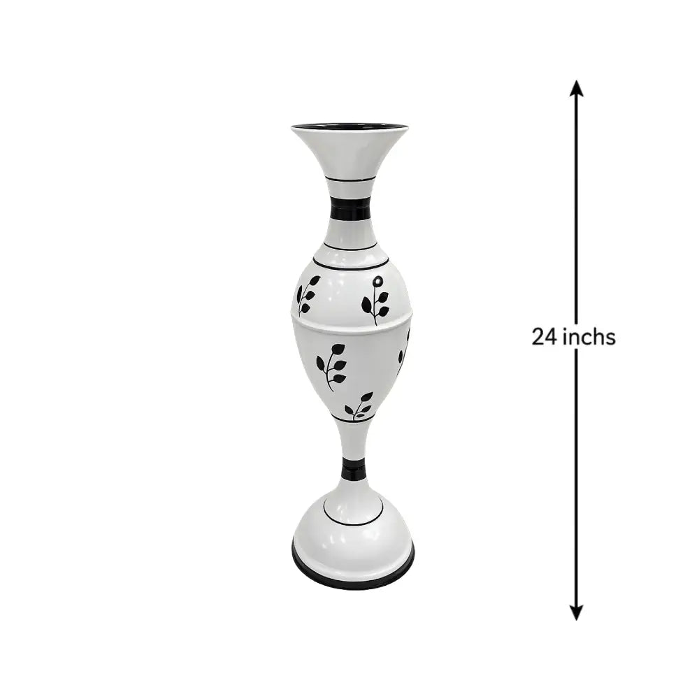 White Decorative Floor Vase with Floral Design – Elegant Living Room & Home Decor Vase