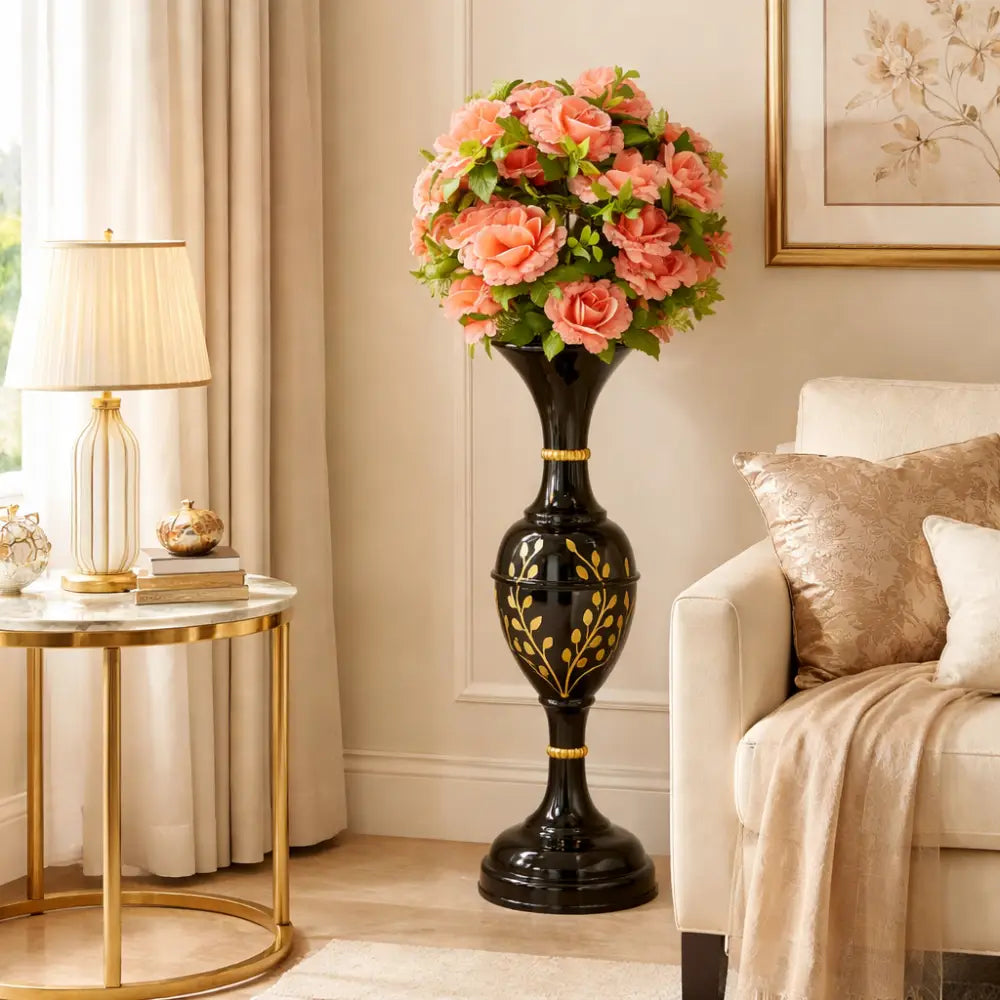 Large Metal Vase for Home Styling and Designer Flower Vase for Modern Interiors