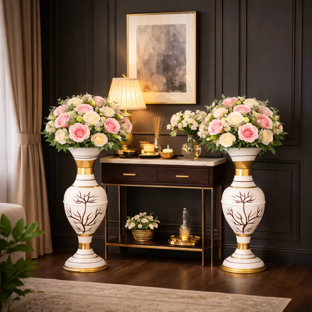 Luxury Metal Vase for Office Interior and Decorative Floor Vase for Hallway Decor