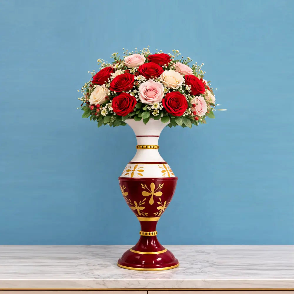 Metal Floor Vase for Living Room Decor and Tall Flower Vase for Home Interior