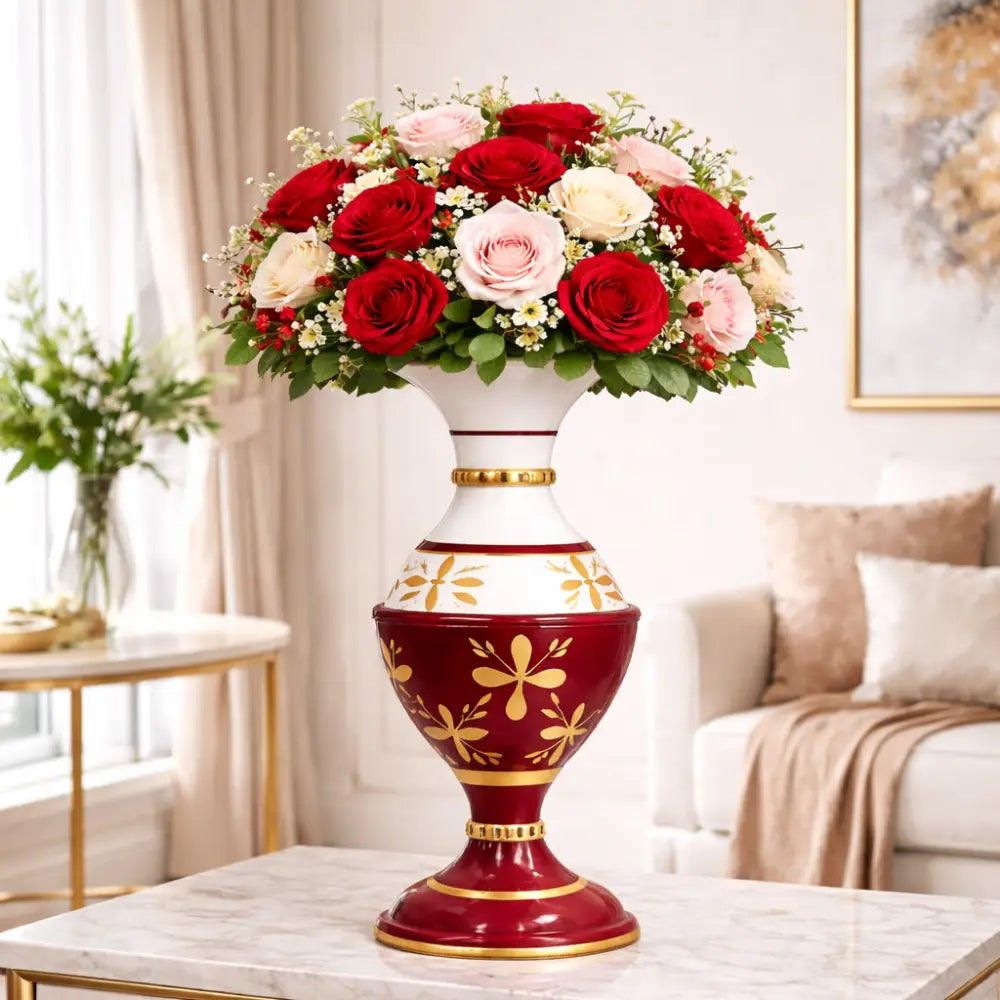 Metal Floor Vase for Living Room Decor and Tall Flower Vase for Home Interior