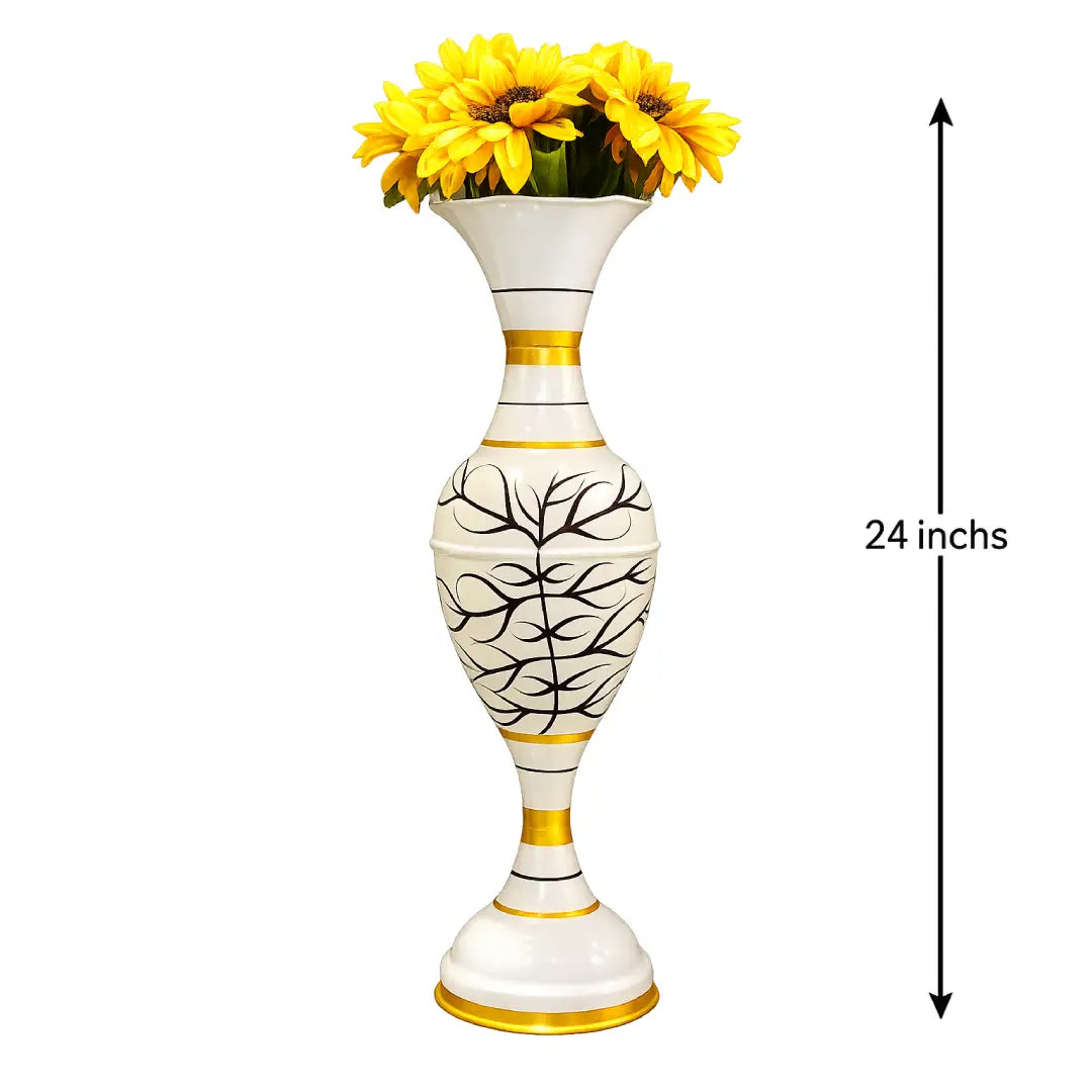 Elegant Metal Floor Vase for Luxury Living Room Interior