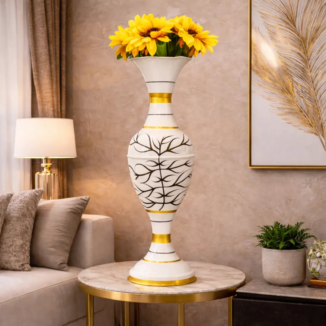 Elegant Metal Floor Vase for Luxury Living Room Interior