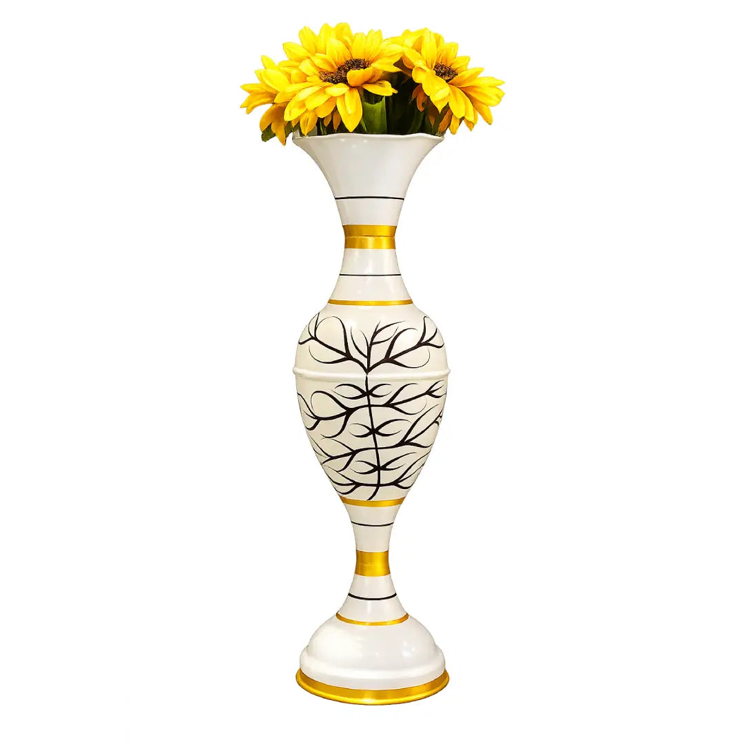 Elegant Metal Floor Vase for Luxury Living Room Interior