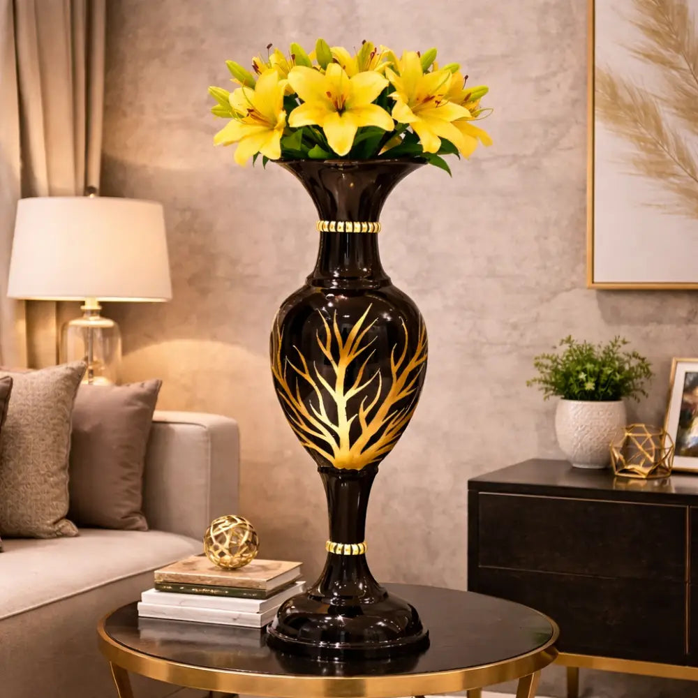 Modern Decorative Metal Floor Vase for Contemporary Home Styling