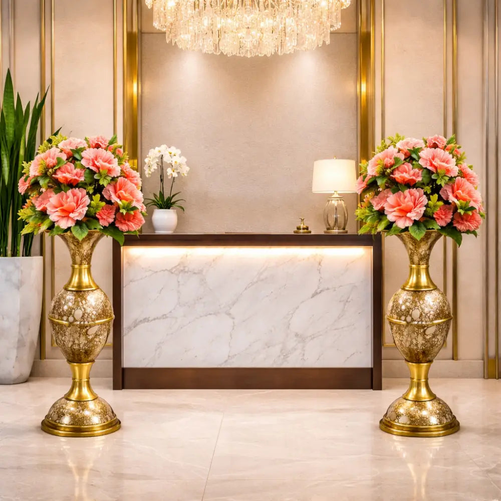 Luxury Gold Decorative Floor Vase for Living Room, Hallway & Hotel Interior Decor