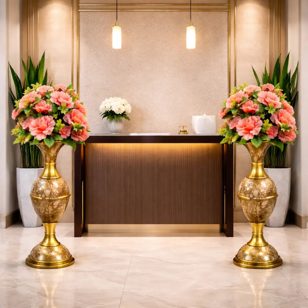 Luxury Gold Decorative Floor Vase for Living Room, Hallway & Hotel Interior Decor