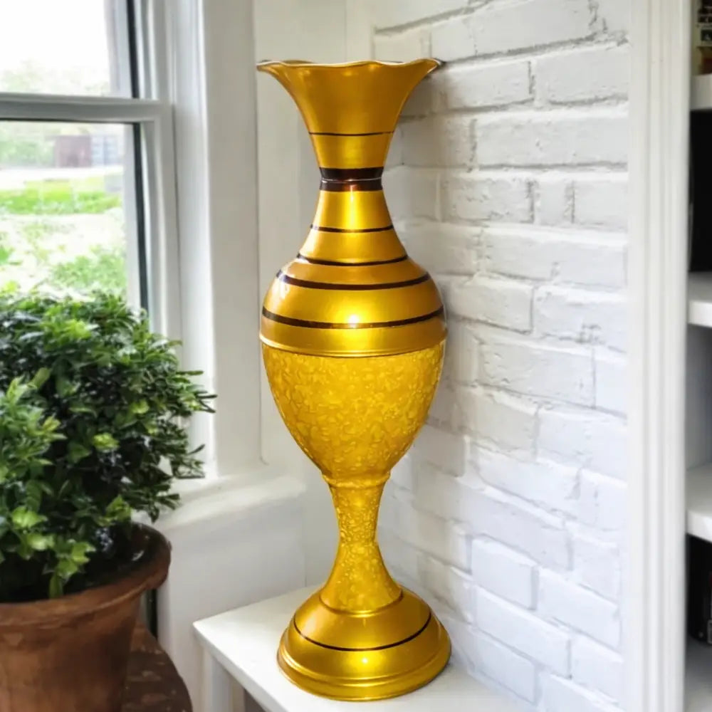 Designer Metal Vase for Entryway Decor and Hammered Gold Vase for Statement Decor