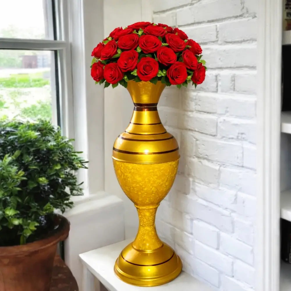 Designer Metal Vase for Entryway Decor and Hammered Gold Vase for Statement Decor