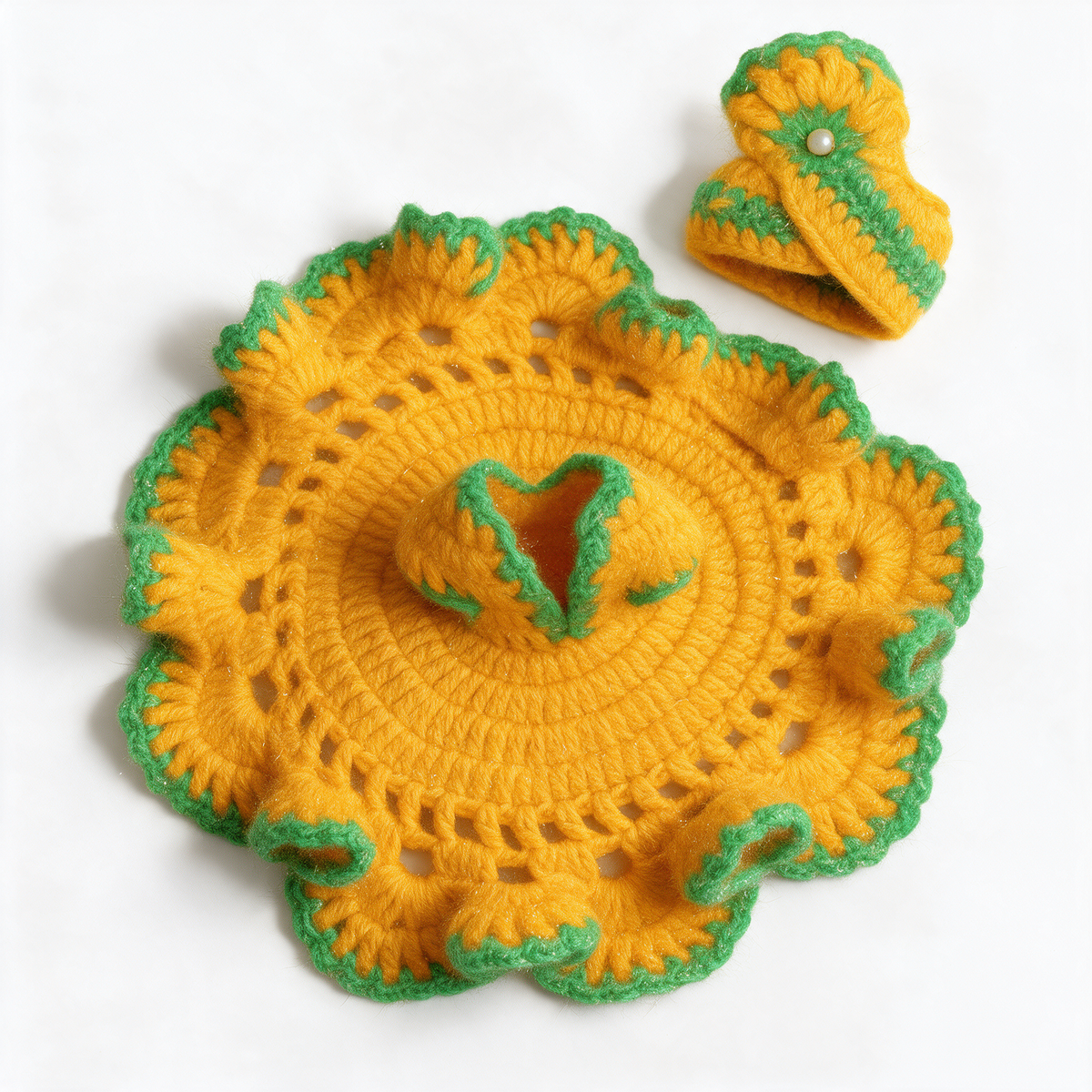 Laddu Gopal Ji Woollen Poshak for Winter – Yellow & Green