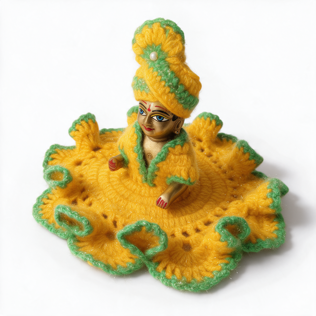 Laddu Gopal Ji Woollen Poshak for Winter – Yellow & Green