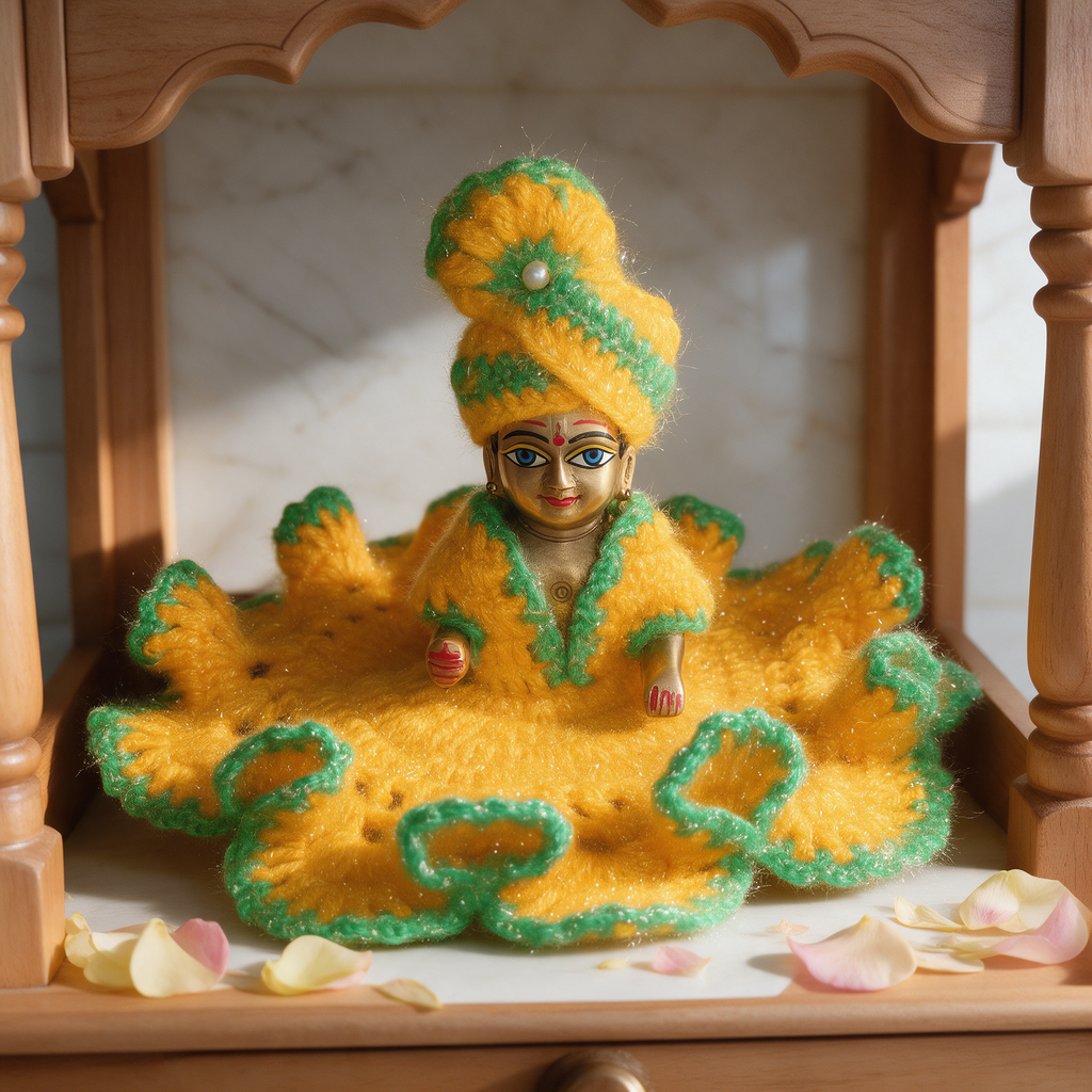 Laddu Gopal Ji Woollen Poshak for Winter – Yellow & Green
