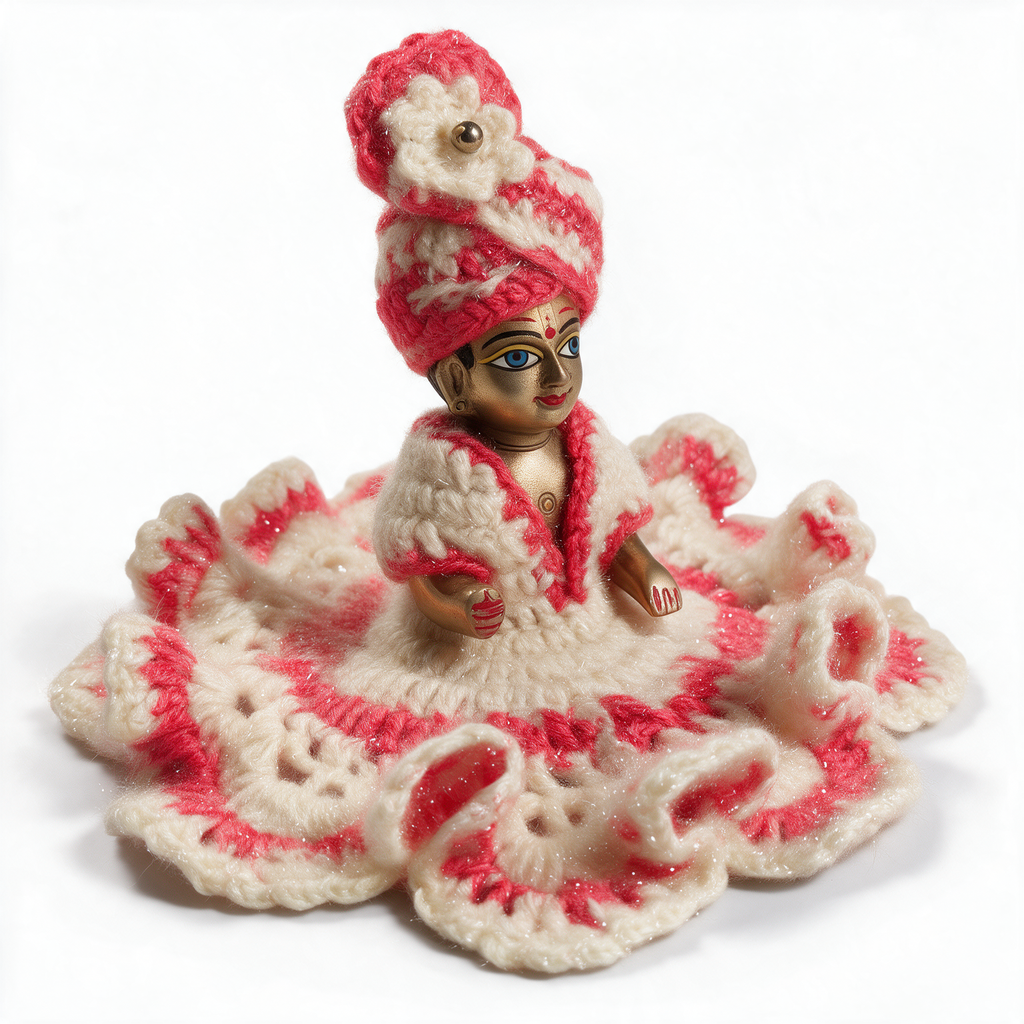 Laddu Gopal Ji Woollen Poshak for Winter – White & Gajri