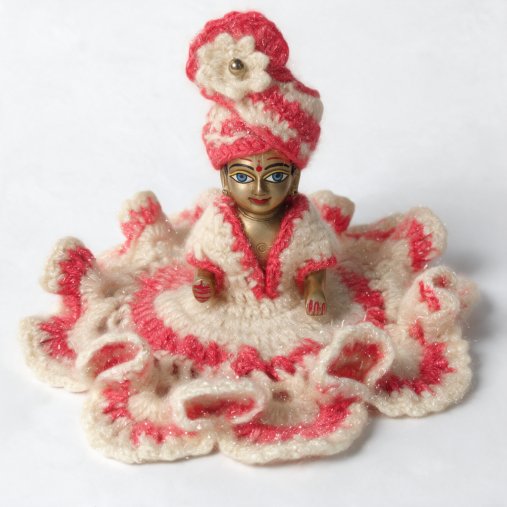 Laddu Gopal Ji Woollen Poshak for Winter – White & Gajri