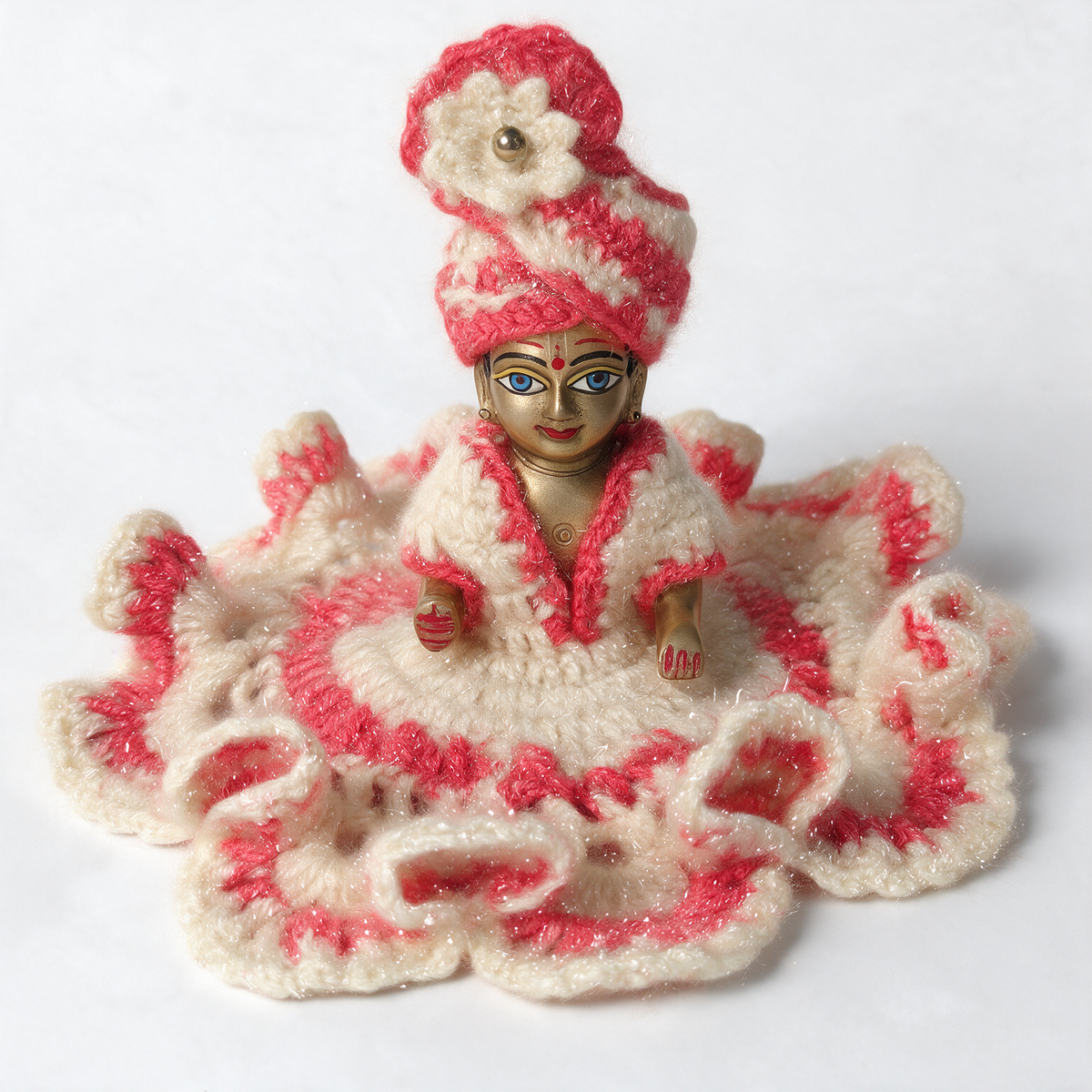 Laddu Gopal Ji Woollen Poshak for Winter – White & Gajri