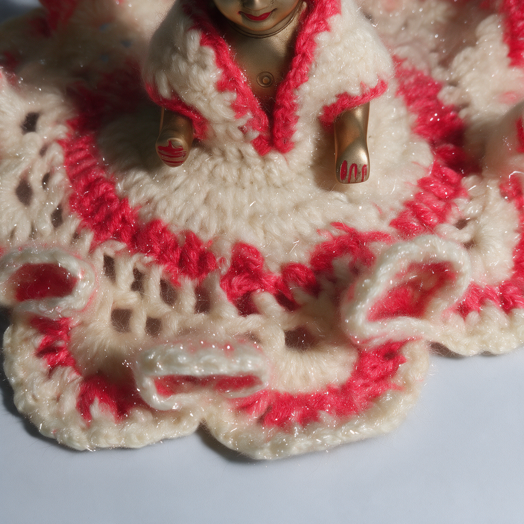 Laddu Gopal Ji Woollen Poshak for Winter – White & Gajri